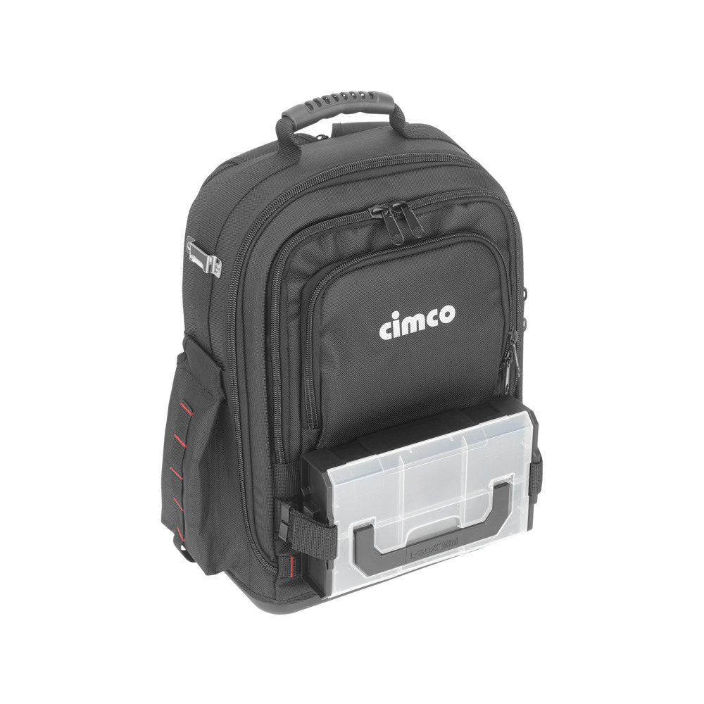 Cimco 17 0425 Werkzeug Rucksack ERGO-XL30, unbestückt, 4 geschützte Reißverschlussfächer, ergonomische Rückenpolsterung, mit 90 Möglichkeiten zur Befestigung, Klemmen, Stecken und Verstauen