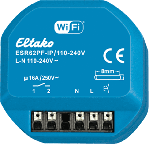 Eltako 30062004 Stromstoß-Schaltrelais IP über Wi-Fi ESR62PF-IP/110-240V, 1 Schließer potenzialfrei 16A, Apple Home zertifiziert, REST-API, built for Matter