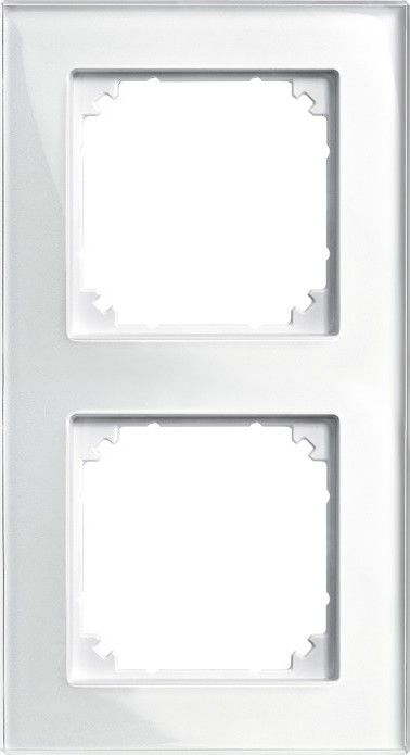 Merten 489219 Echtglasrahmen 2-fach, M-PLAN, Brillantweiß