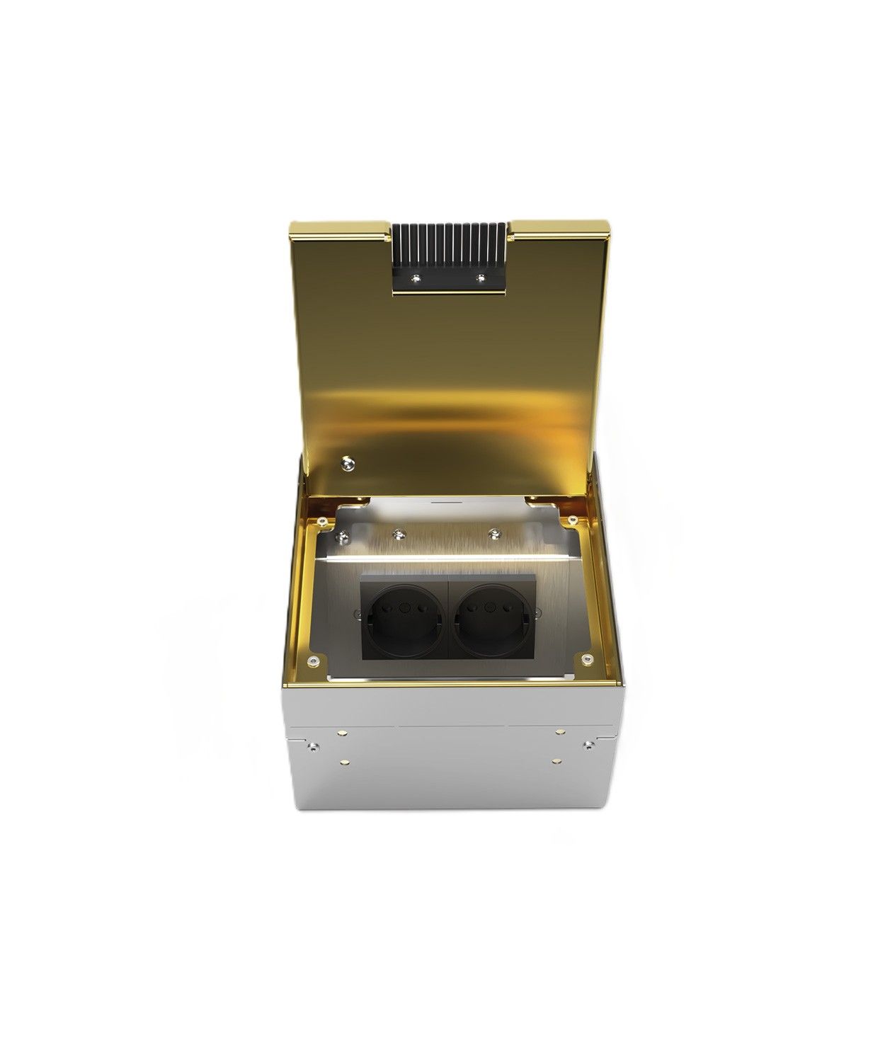 BS 8902MB-1-0 Bodensteckdose 2-fach, Quadratisch, belegbar, 2x Schutzkontakt-Steckdose