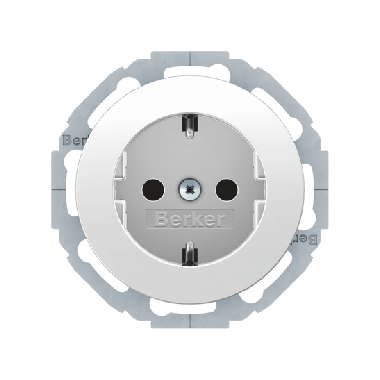 Berker 41452089 Schutzkontakt-Steckdose mit Schraub-Liftklemmen, in 45°-Stufen variable Einbaulage, Serie R.Classic, polarweiß glänzend