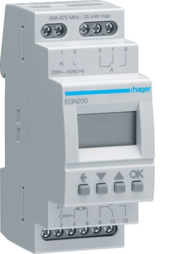 Hager EGN200 Digitale Multifunktions-Zeitschaltuhr mit Bluetooth und Display, 2-Kanal