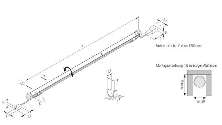 Hera 61001611403 Pipe F LED-Anbauleuchte 1210mm, drehbar, 22,3W neutralw.