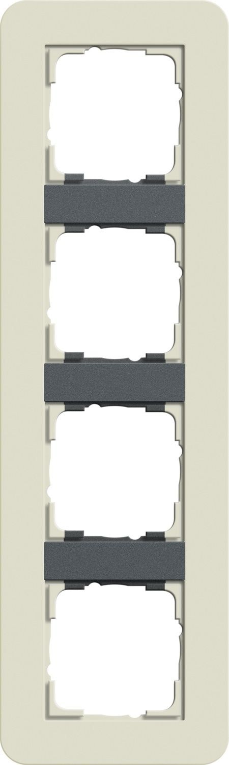Gira 0214427 Abdeckrahmen 4-fach, Gira E3, sand Soft-Touch mit Trägerrahmen anthrazit