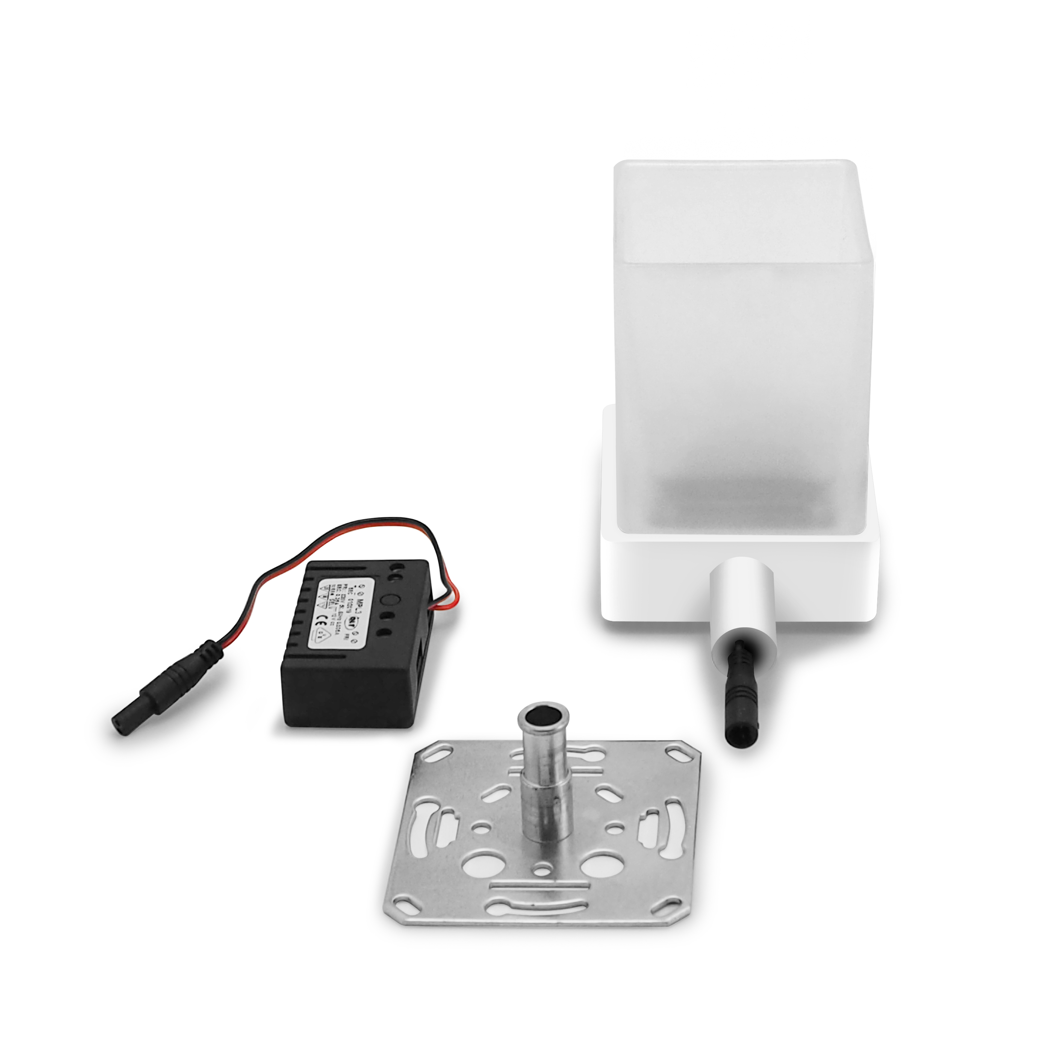 qles HWB0625 Badhalter Wasserglas, für Merten System-M, Glas satiniert, beleuchtet/LED/warmweiß (3000k), Aktivweiß glänzend, brillant, IP44