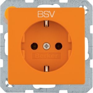 Berker 47436017 Schutzkontakt-Steckdose mit Aufdruck "BSV" und Steckklemmen Q.x orange samt