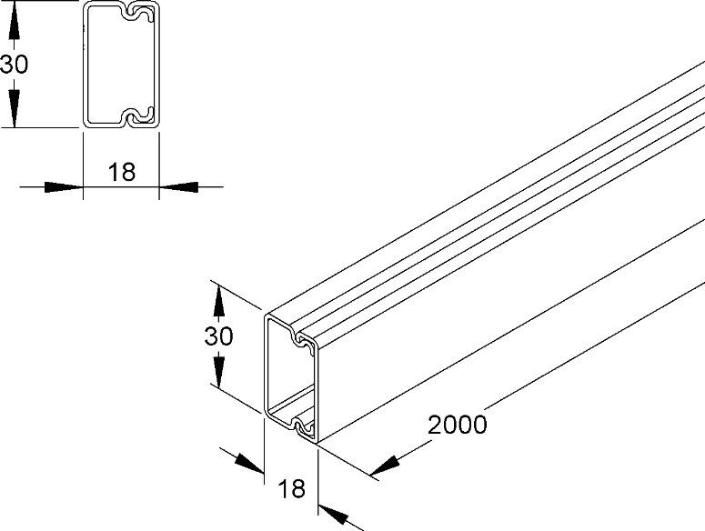 Kleinhuis HKL 2030.3 Kabelkanal 20x30mm, zur Leitungsführung, steingrau