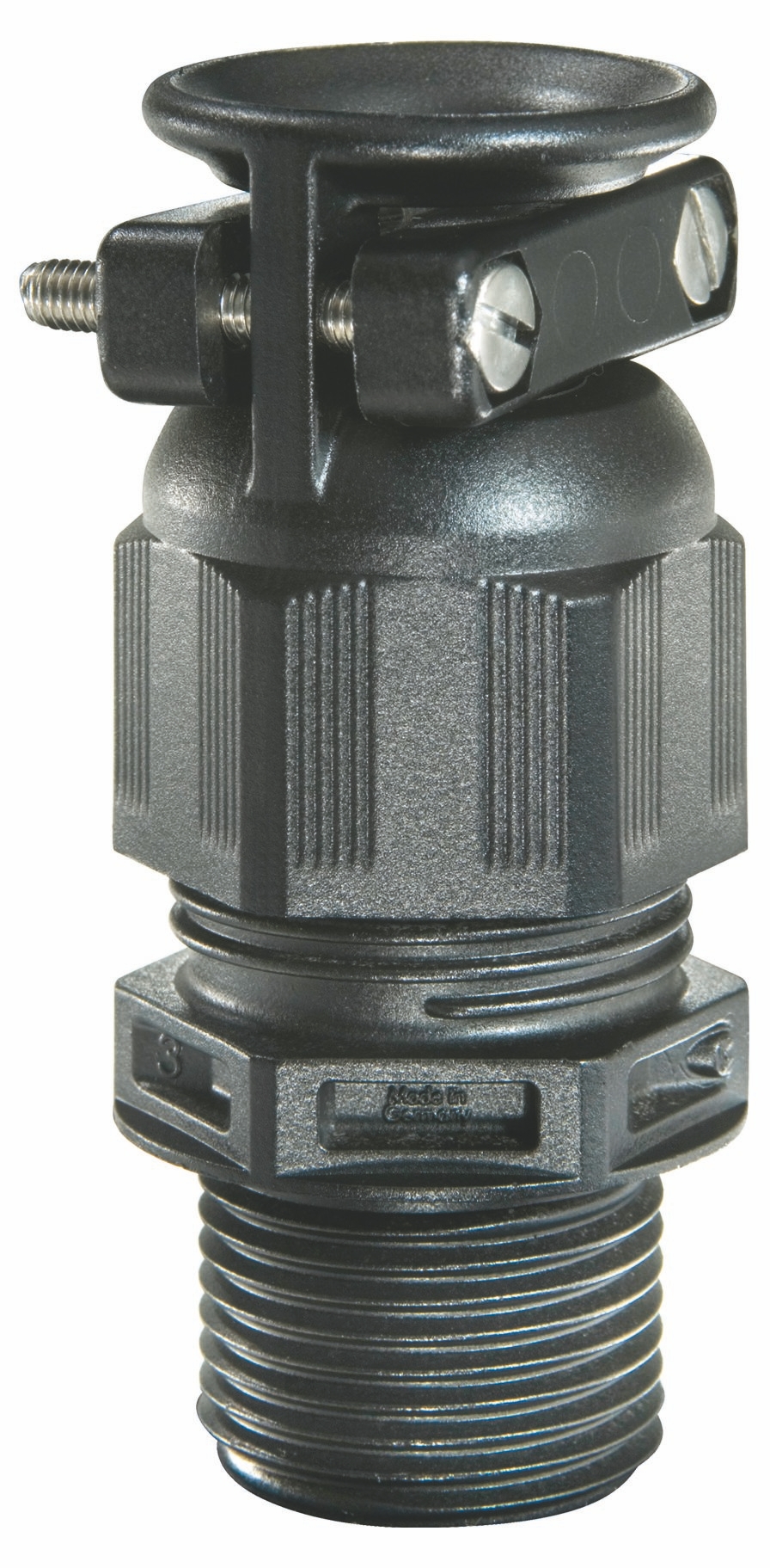 WISKA 10100849 Ex-Kunststoffkabelverschraubung mit externer Zugentlastung M25, lang, erhöhte Sicherheit, IP68, 10 bis 17 mm, schwarz