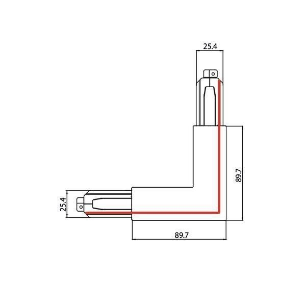 Brumberg 87127680 Eckverbinder 90° zu 3-Phasen-Stromschiene ONETRACK DALI/schaltbar, 87161-87163, Schutzleiter außen, silber