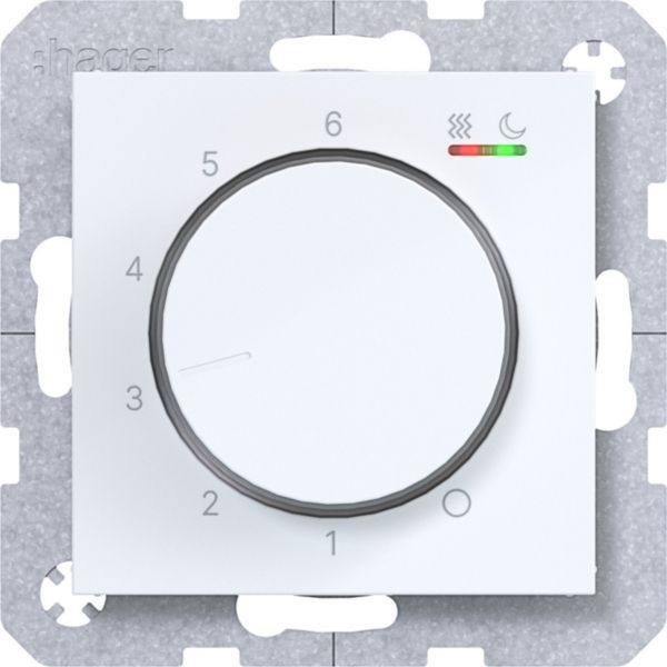Hager WAN5010WG Temperaturregler 230V/16A, Dreh-/Druckknopf, Heizen/Kühlen, A.x/C.x, lichtweiß glänzend