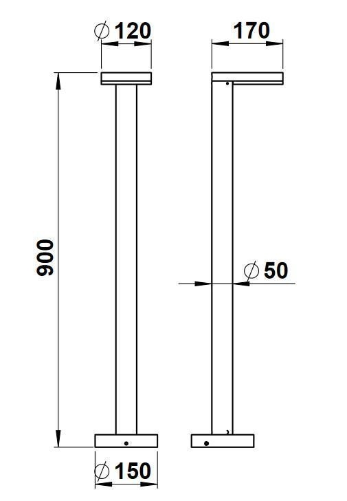 Albert 662230 LED-Wegeleuchte, 10W, Höhe 0,9m, schwarz