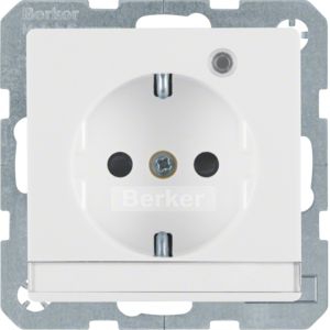 Berker 41106089 Schutzkontakt-Steckdose mit Kontroll-LED, Beschriftungsfeld und erhöhtem Berührungsschutz, Q.x, polarweiß samt