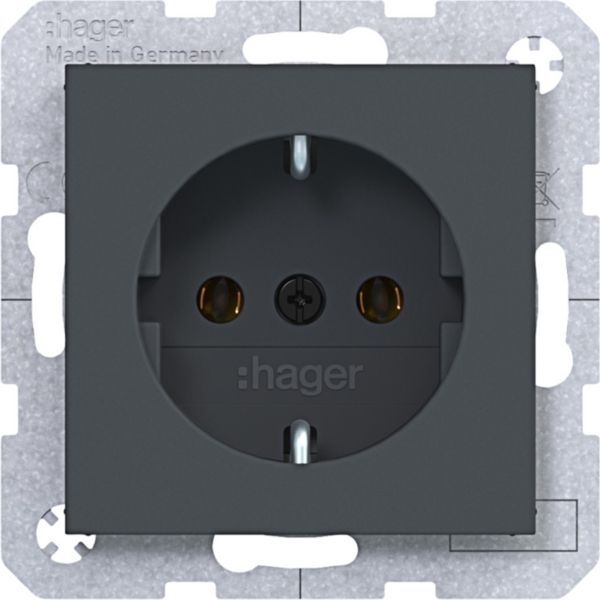 Hager WAS1300AT Schutzkontaktsteckdose mit Schraubliftklemmen, A.x/C.x, anthrazit matt