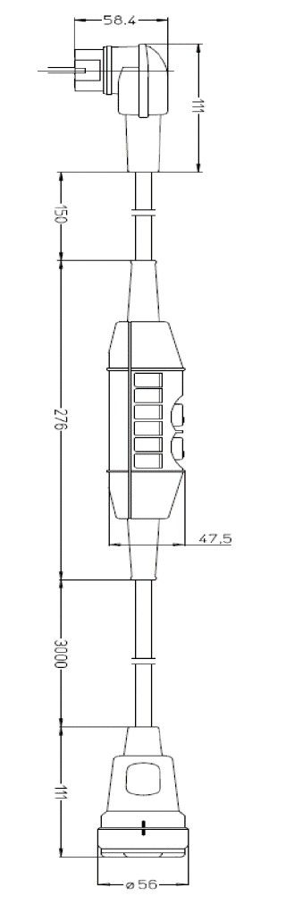 Bachmann 919.014 Verlängerung Personenschutz PRCD-S, Vollgummi-Kupplung 1-fach, 3,15 m, 230 V, 16 A, 30 mA, IP44 1-fach, schwarz