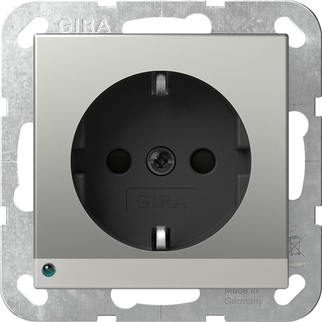 Gira 4170600 Schutzkontakt-Steckdose LED-Leuchte + Shutter System 55 Edelstahl(lack.)