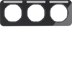 Berker 10132135 Rahmen 3-fach mit Beschriftungsfeld R.1 schwarz glänzend