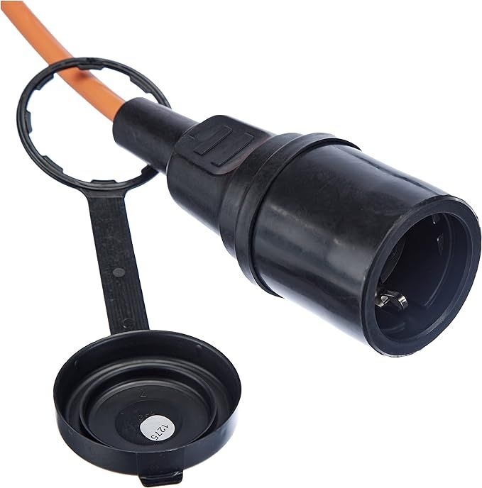 Bachmann 341.880 Schutzkontaktverlängerung mit Personenschutzschalter, 16 A, 250 V, 3600 W, IP44, schwarz / orange
