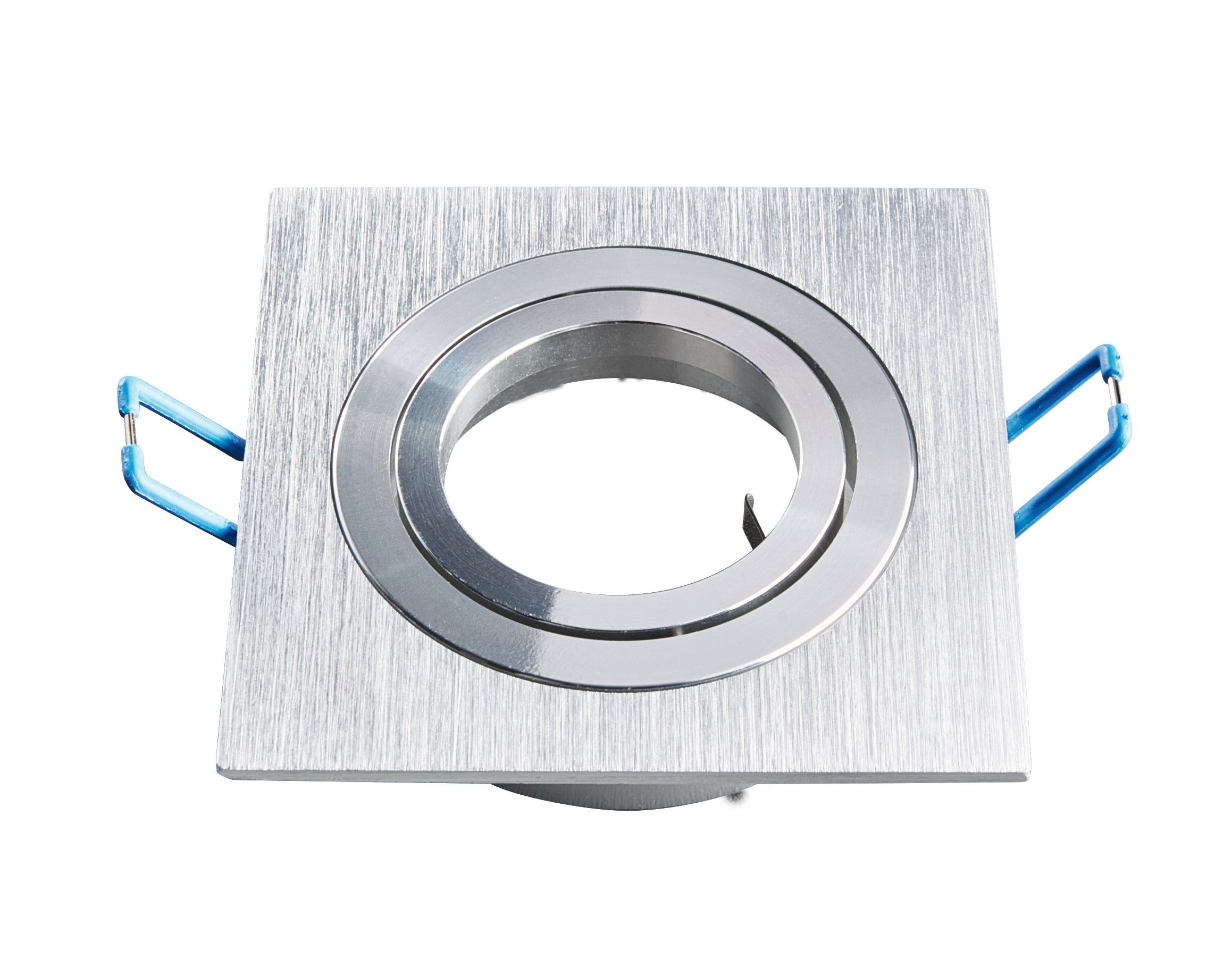 Heitronic 500592 Einbaufassung, eckig, GU5,3 und GU10, max. 8 W, IP 20, schwenkbar, Aluminium gebürstet