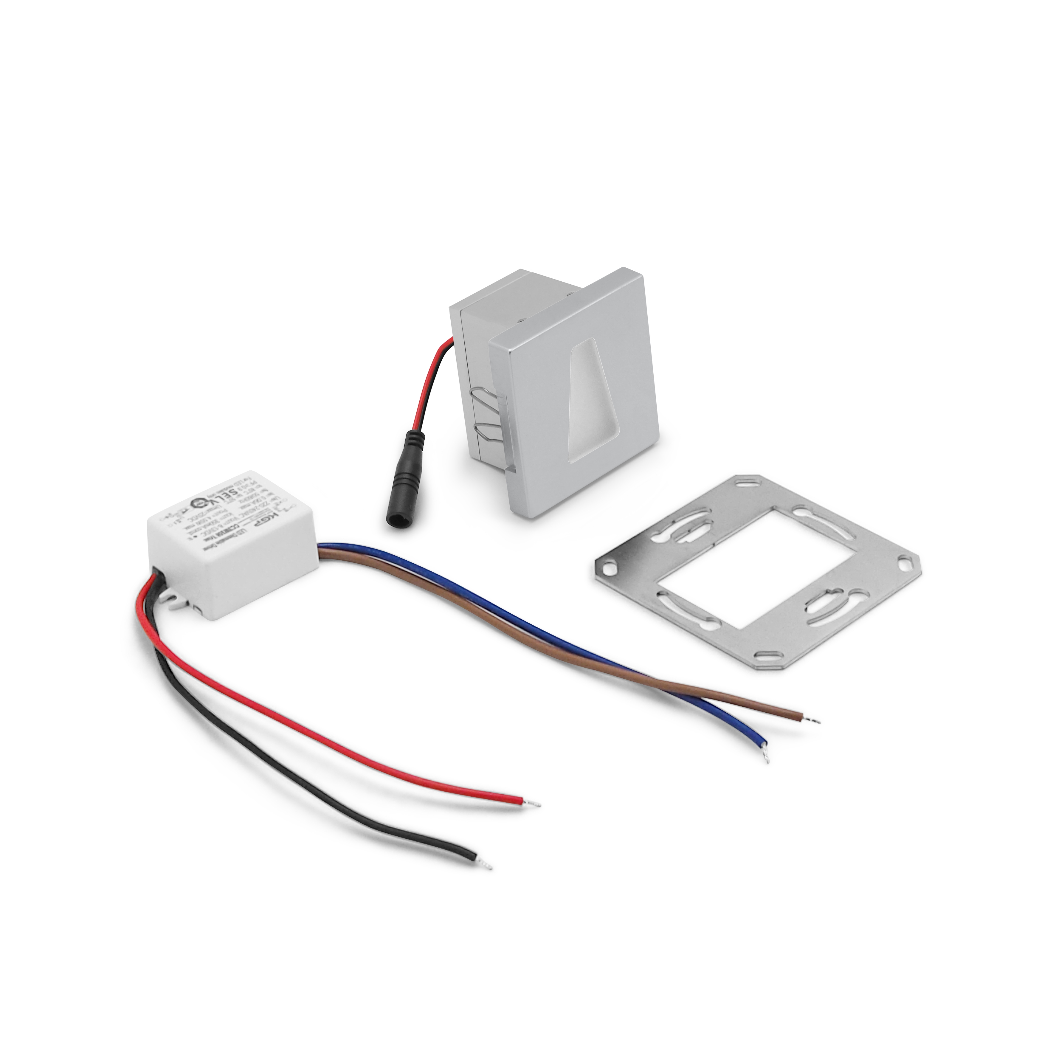 qles WET0860 Wandeinbauleuchte Trapez, für Merten System-M, beleuchtet/LED/warmweiß (3000k), Aluminium, edelmatt, IP44