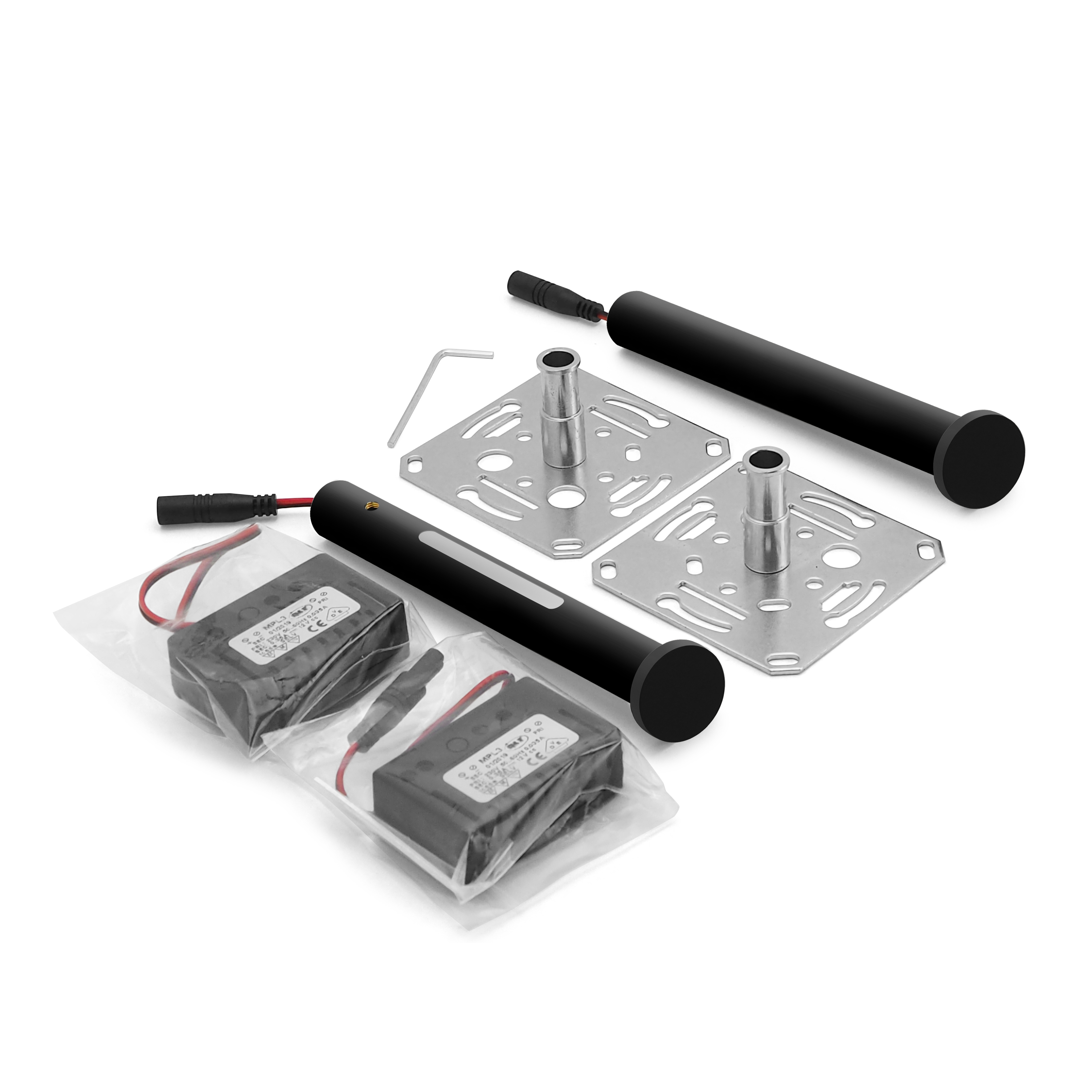 qles RHB0403 Regalhalter 120 mm (2 Stck.), für Merten System-M, beleuchtet/LED/warmweiß (3000k), Schwarz matt, IP44