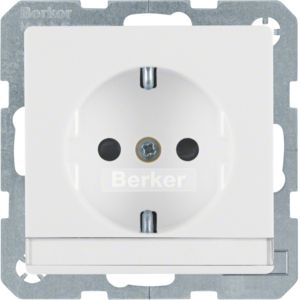 Berker 41496089 Schutzkontakt-Steckdose mit Beschriftungsfeld, erhöhtem Berührungsschutz und Schraub-Liftklemmen Q.1/Q.3/Q.7 polarweiß samt