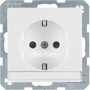 Berker 41496089 Schutzkontakt-Steckdose mit Beschriftungsfeld, erhöhtem Berührungsschutz und Schraub-Liftklemmen, Q.1/Q.3/Q.7, polarweiß samt