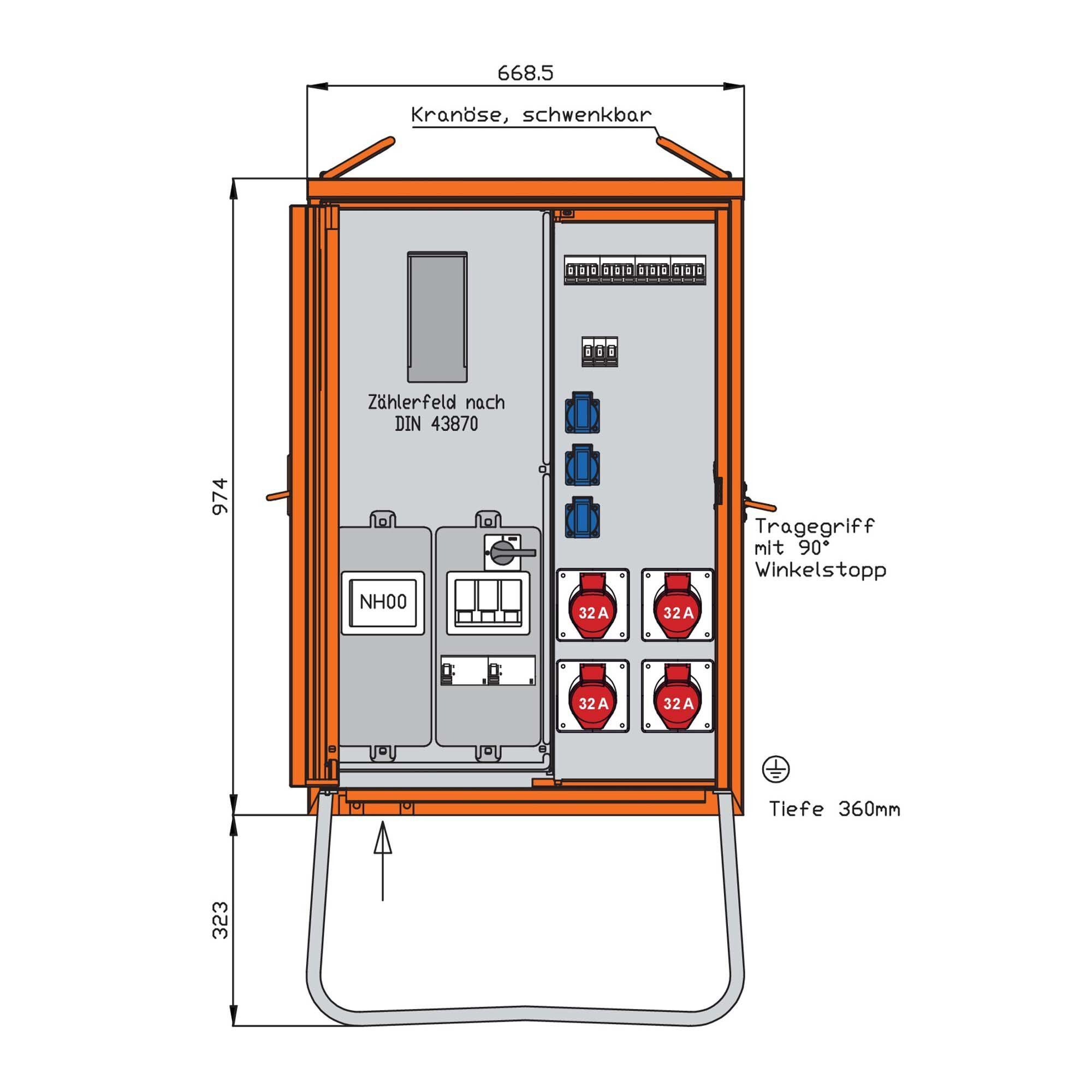Walther WAV0316CR1 Anschlussverteiler 44kVA für Container