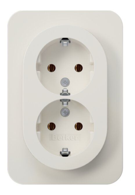Berker 47742089 Doppelsteckdose Schutzkontakt mit Abdeckplatte, R.1, polarweiß glänzend