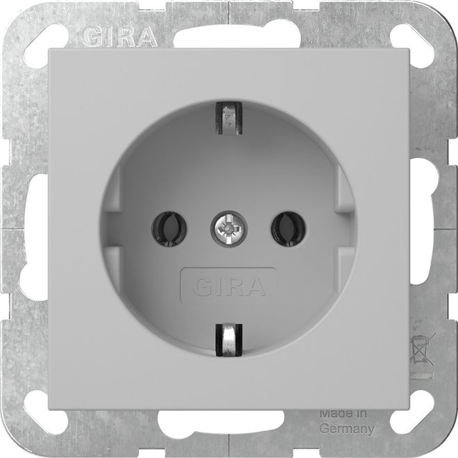 Gira 4180015 Schutzkontakt-Steckdose mit Schraubklemmen, System 55, grau matt