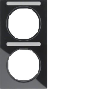 Berker 10122225 Rahmen 2-fach senkrecht mit Beschriftungsfeld R.3 schwarz glänzend