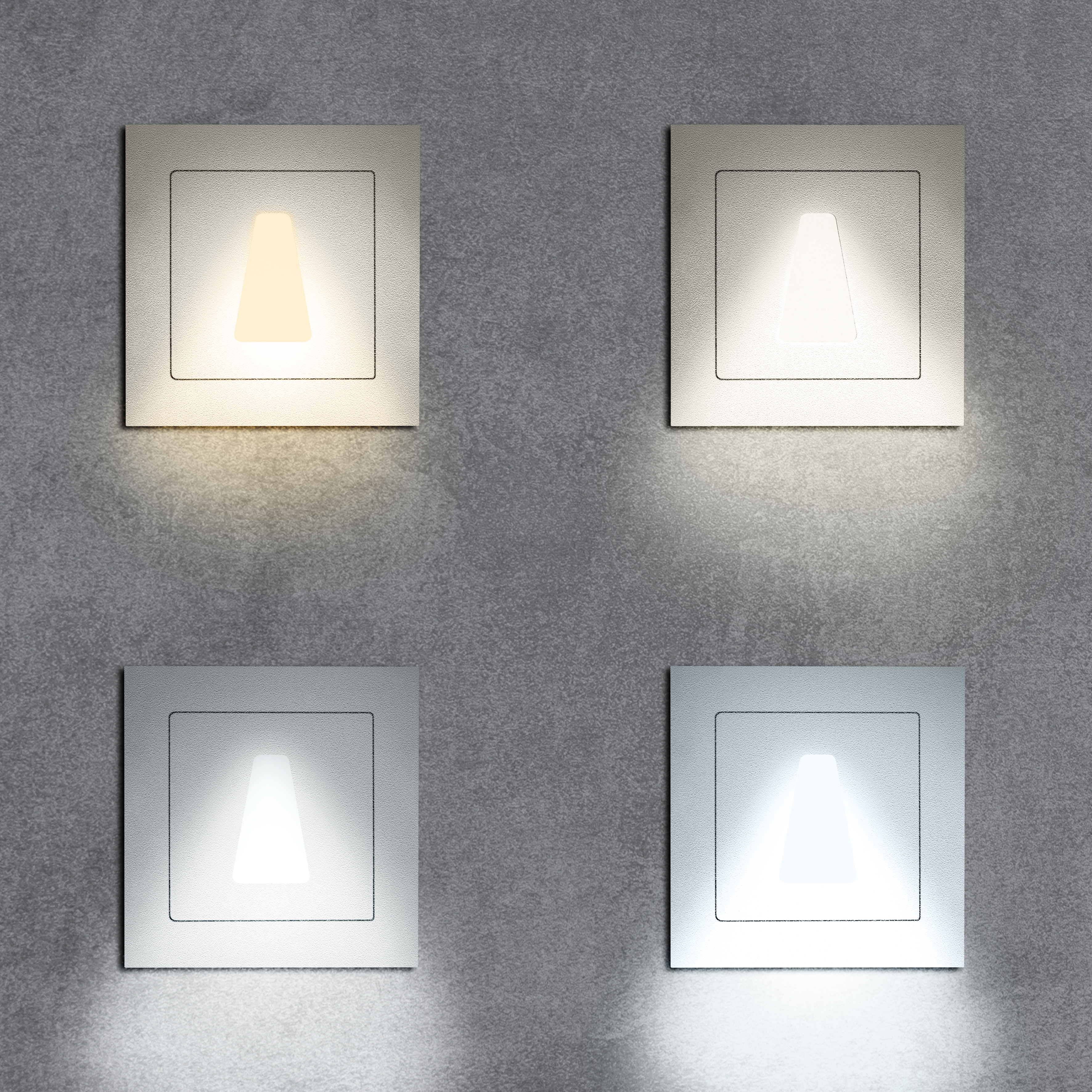 qles WET0860 Wandeinbauleuchte Trapez, für Merten System-M, beleuchtet/LED/warmweiß (3000k), Aluminium, edelmatt, IP44