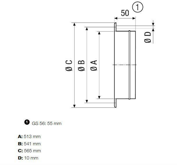 Maico GS 50 Gegenstutzen zur Montage von elastischen Manschetten DN 500 an Lüftungsleitungen