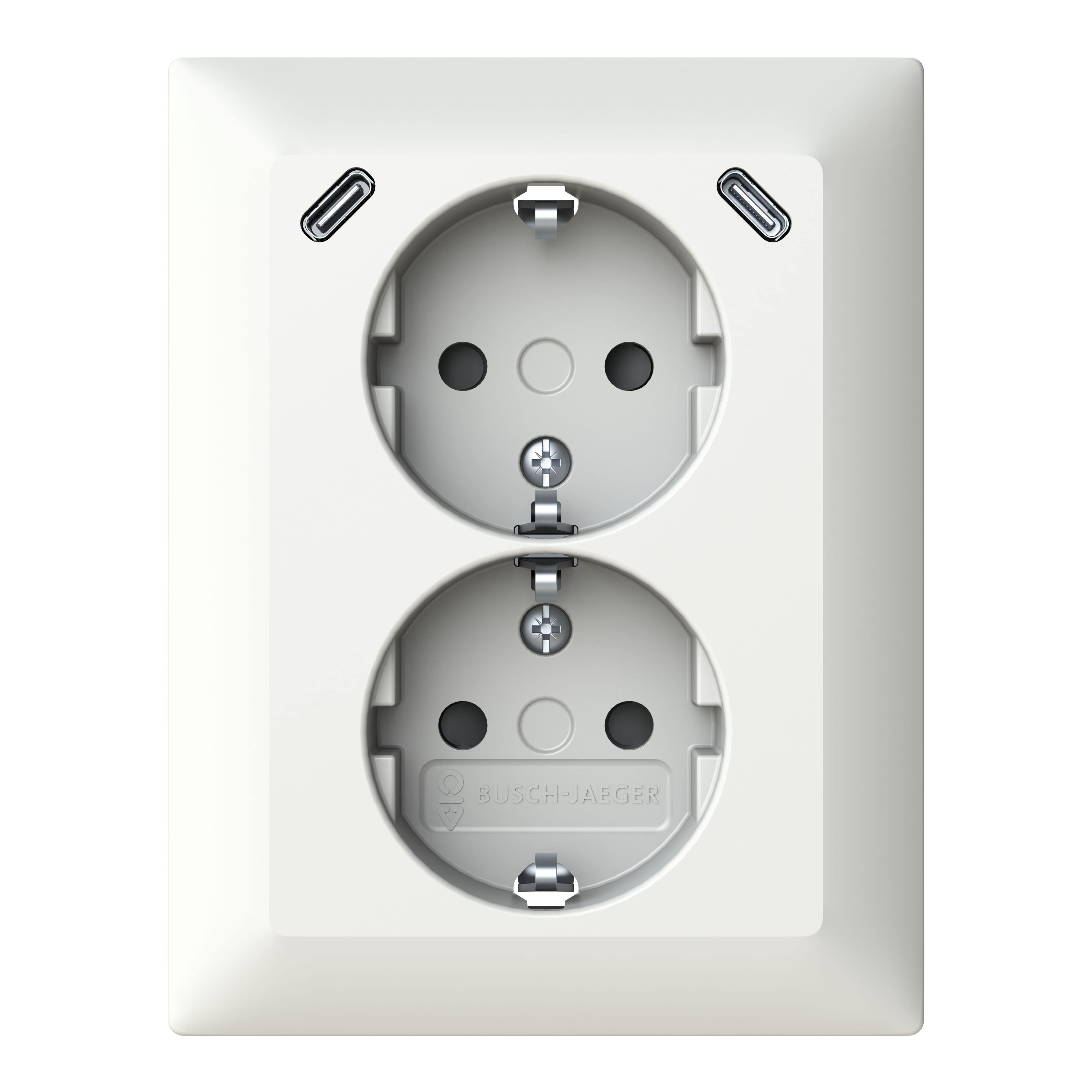 Busch Jaeger 202EUJRB2USBC-914 Schutzkontakt USB-Doppelsteckdose Safety+ mit 2x USB C, alpinweiß