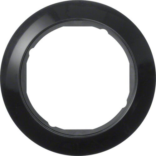 Berker 138201 Rahmen 1-fach für Zentralstück mit Ausschnitt Ø 58mm, Serie 1930, schwarz glänzend