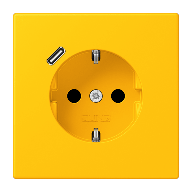 Jung LC152018C263 Schutzkontakt-Steckdose mit USB-Ladegerät Typ C, Safety+, Les Couleurs® 4320W, le jaune vif