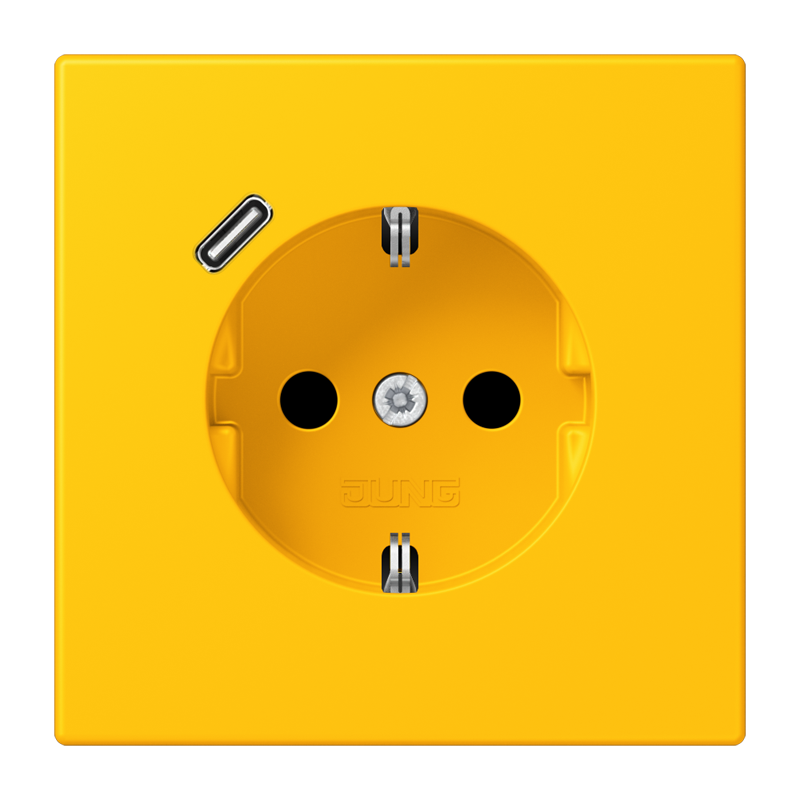 Jung LC152018C263 Schutzkontakt-Steckdose mit USB-Ladegerät Typ C, Safety+, Les Couleurs® 4320W, le jaune vif