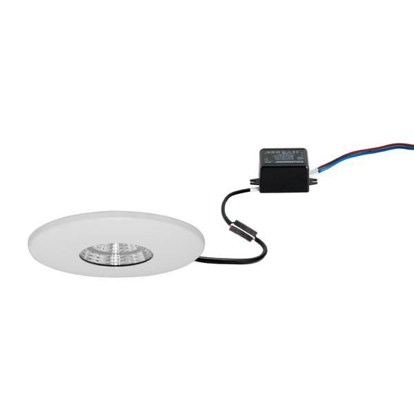 Brumberg 38371073 LED-Einbaudownlight, rund, starr, 230 V AC, 50 Hz, 3 W, 34°, 3000 K, weiß