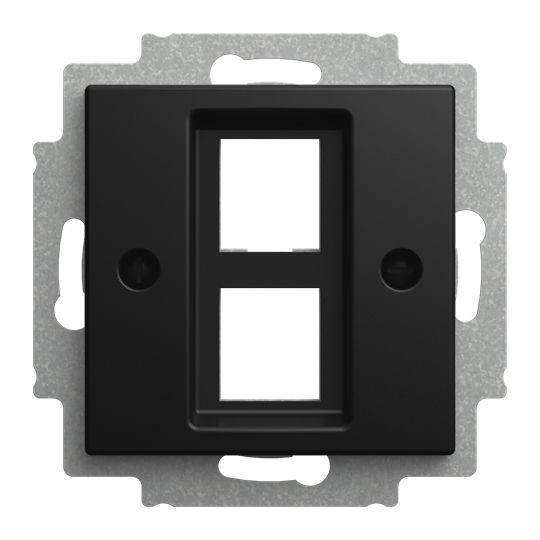 Busch-Jaeger 2561-02-915 Zentralscheibe 2-fach mit Tragring für Modular-Jack-Einsätze, Busch-balance SI, schwarz matt