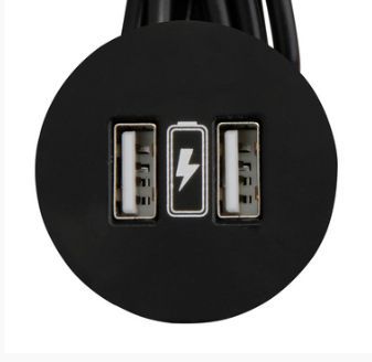 Kopp 939721011 VersaPICK USB Einbauset mit 2x USB, rund, schwarz, Kunststoff
