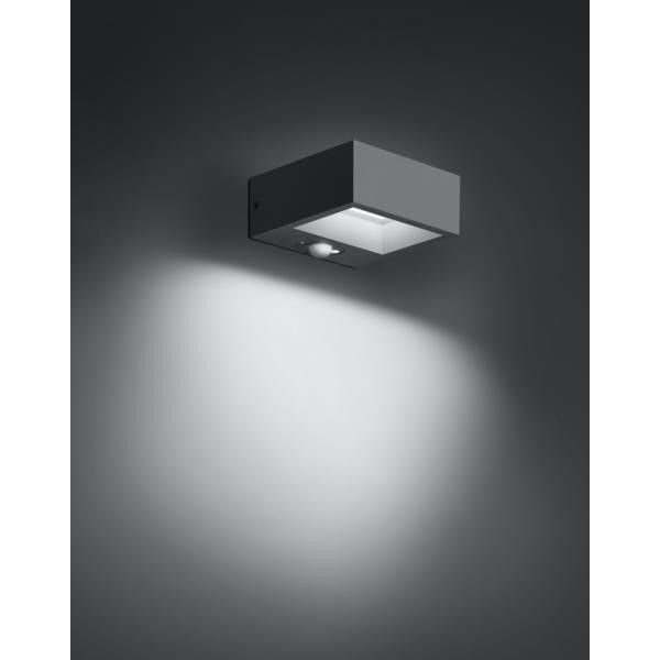 Brumberg 65281103 LIGEA LED-Solarwandanbauleuchte, 1,4 W, 3.000 K, IP54, schaltbar, strukturgraphit