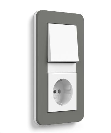 Gira 0211413 Abdeckrahmen 1-fach, Gira E3, dunkelgrau Soft-Touch mit Trägerrahmen reinweiß glänzend
