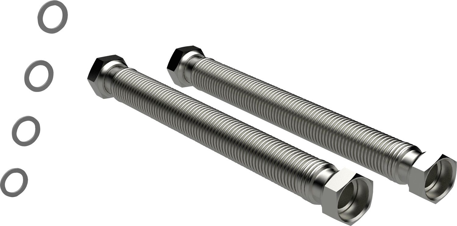 Bosch 8738214739 Installationspaket INPA kurz 200-400 mm für Außeneinheit AW OR S/T, Set mit 2x Edelstahlwellrohr DN25 einstellbar