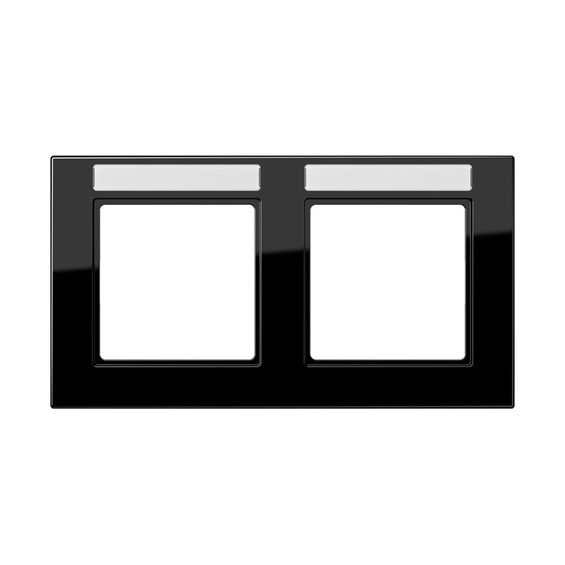 Jung A55820BFNASW Rahmen 2-fach, mit Schriftfeld, A 550, waagerechte Montage, Thermoplast, schwarz