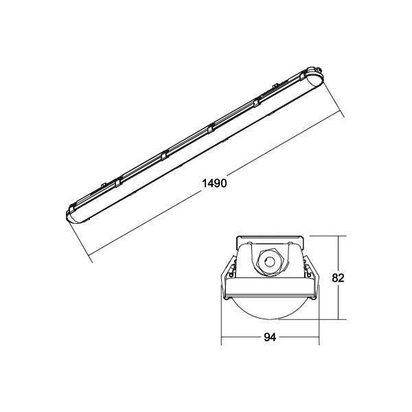 Brumberg 78015114 LED-Feuchtraum-Wannenleuchte HUMID ONE 1490 mm, 4000 K, 51 W, 6.900 lm, Betriebsgerät schaltbar