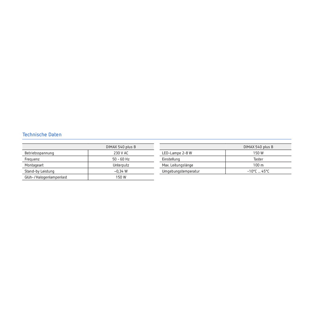 Theben 5400130 DIMAX 540 plus B Mini Unterputz Dimmer, benötigt keinen Neutralleiter/Nullleiter, Altbau, Nachrüstung, Renovierung, 100 m Kabellänge, Memory Funktion, einstellbare Mindesthelligkeit
