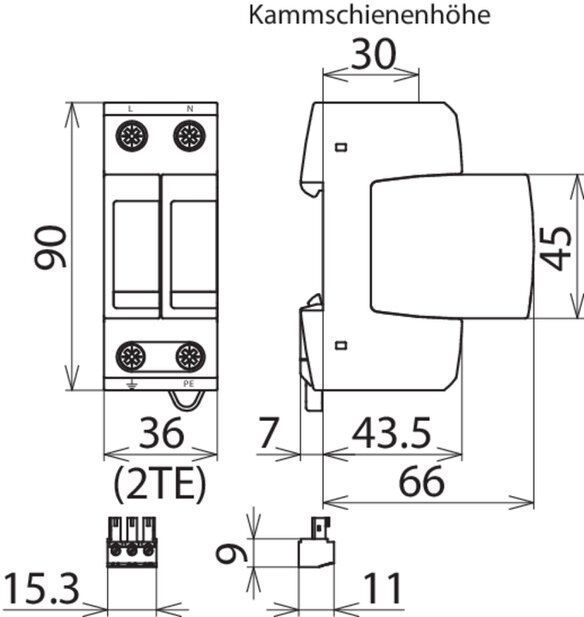 Dehn + Söhne 952135 Überspannungsableiter Typ 2 DEHNguard M für einphasige TT- und TN-Systeme