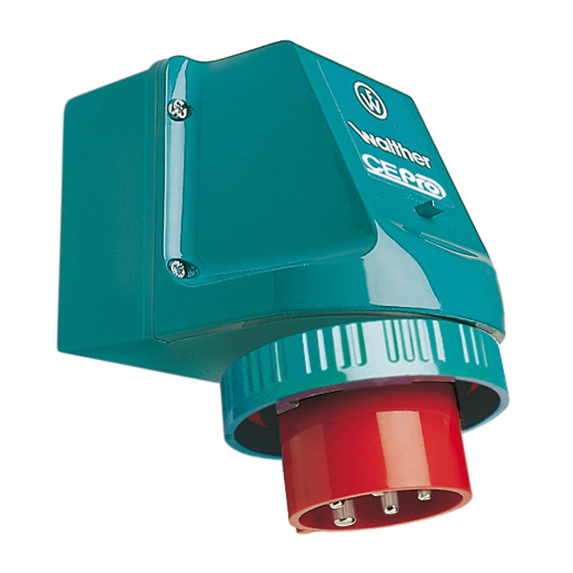 Walther Werke 7638507 Wasserdichter CEPro Wandgerätestecker zur Innenbefestigung 32A 5P 7h mit je 2 ausbrech. Kabeleinf. oben/unten