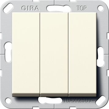 Gira 283201 Wippschalter BS 3-fach Aus-Wechselschalter, System 55, cremeweiß glänzend