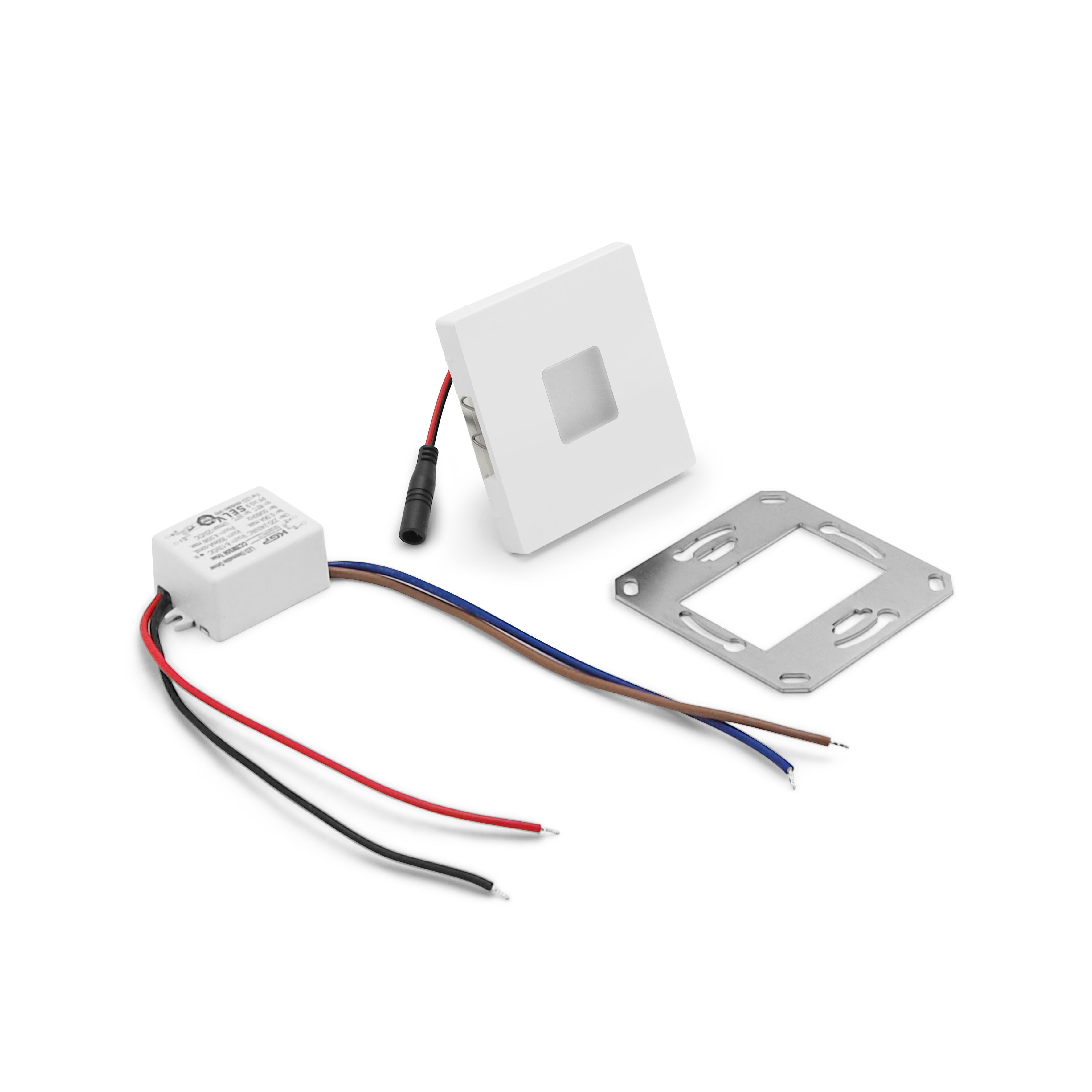 qles WEQ6035 Wandeinbauleuchte Quadrat, für Merten D-Life, beleuchtet/LED/warmweiß (3000k), Lotosweiß, brillant, IP44