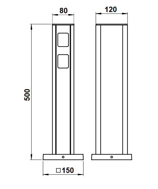 Albert 662106 Steckdosensäule mit 4 Steckdosen, Höhe 500mm, schwarz